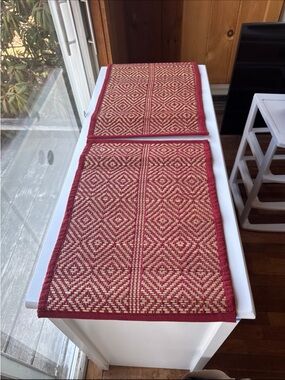 Woven Red and Natural Table Runner Set